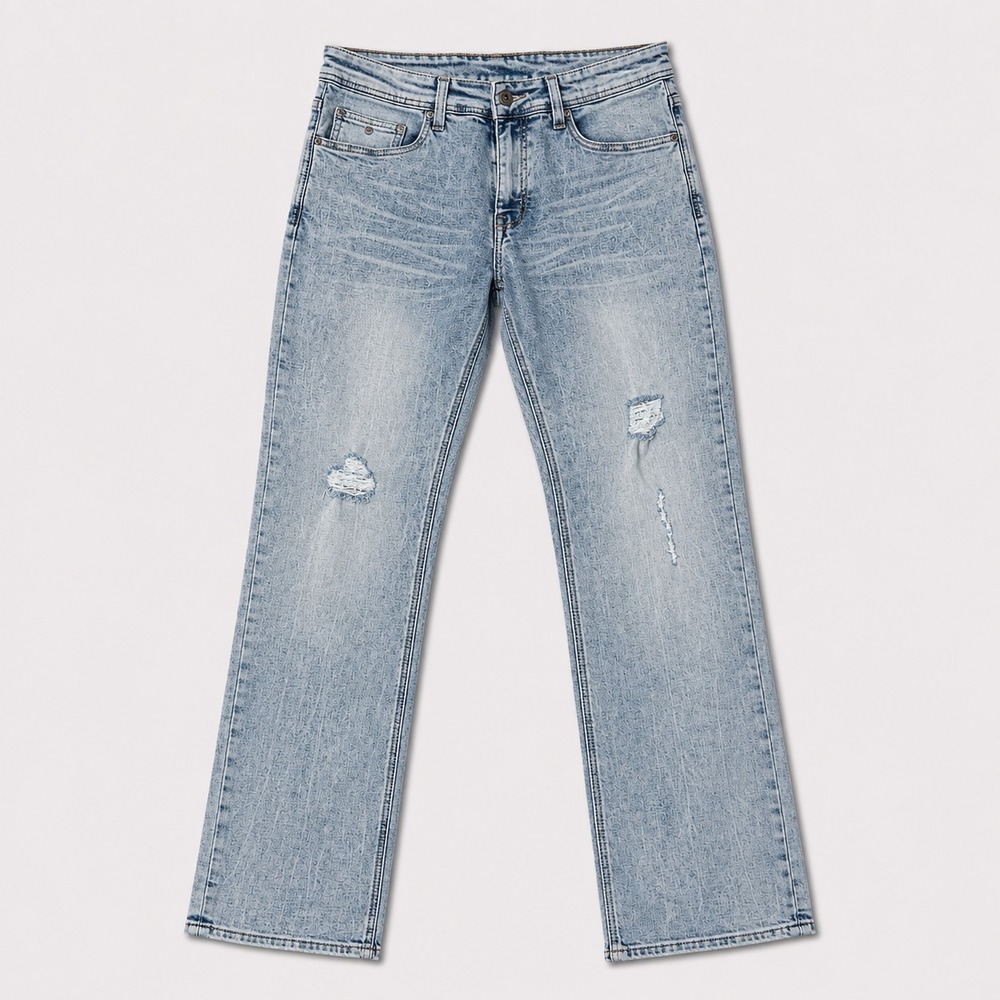 Buffalo David Bitton Ash-X Mens 32x32 Skinny Stretch Jeans Distressed Light Wash
